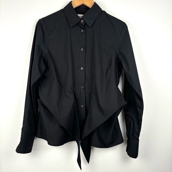 Grammar NYC The Conjunction Shirt Button Down Black Tie Front Women’s 10 - Picture 5 of 8